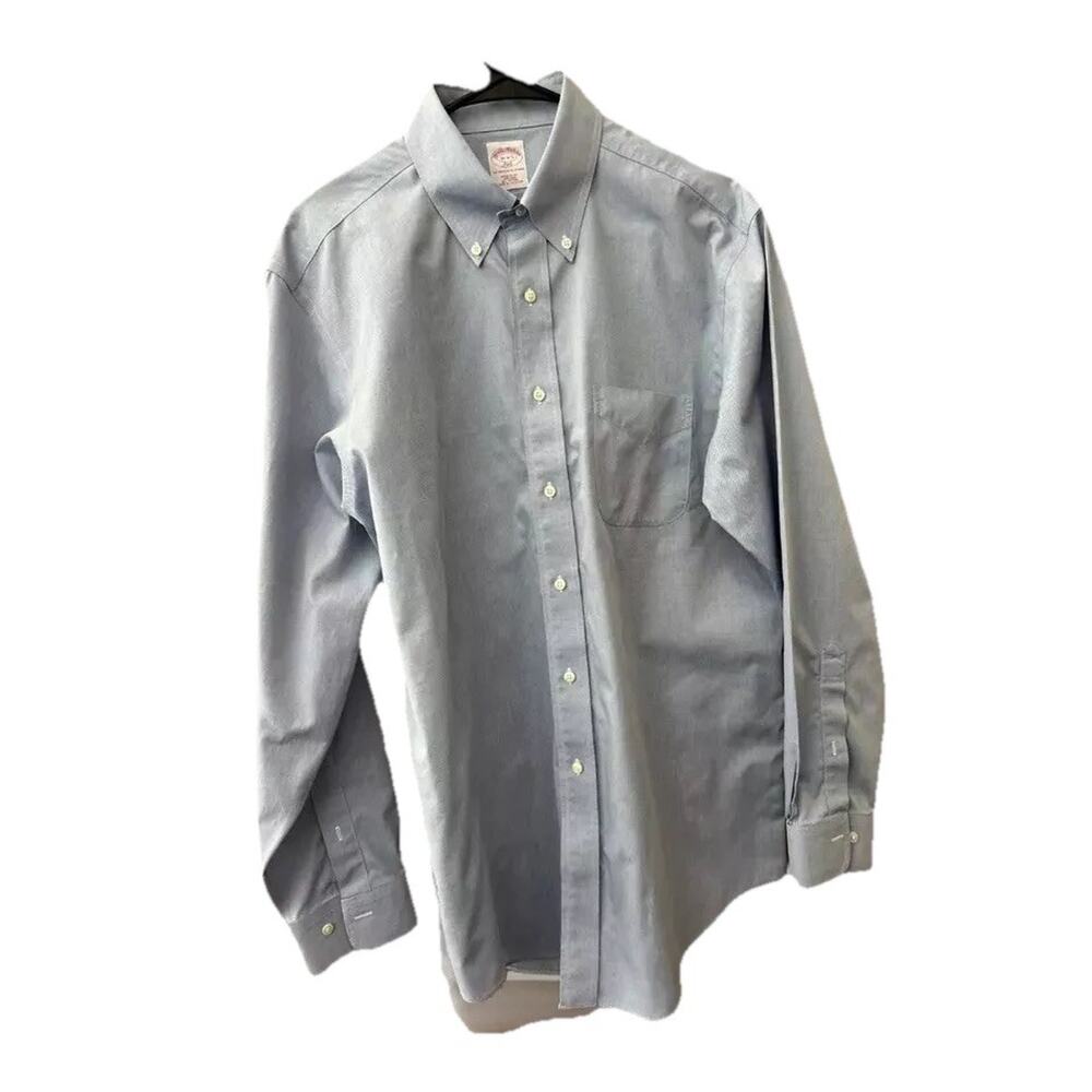 Brooks Brothers 346 Blue Button Down Dress Shirt 16 4/5 100% Cotton Business 140
